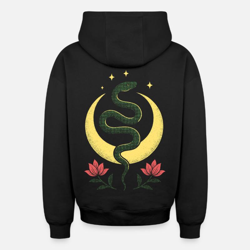 Serpent de Lune - Sweat à capuche unisexe zippé oversize épais SPREAD - noir