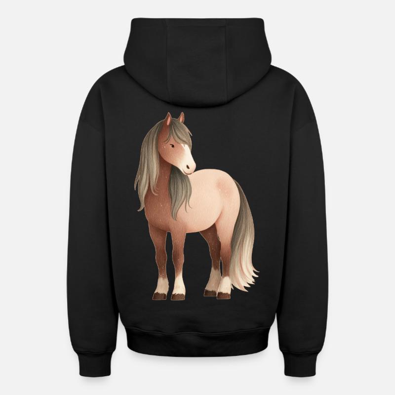 Cheval - Sweat à capuche unisexe zippé oversize épais SPREAD - noir
