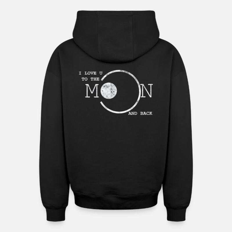 J'aime U - Sweat à capuche unisexe zippé oversize épais SPREAD - noir