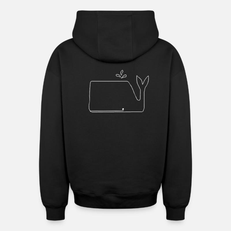 baleine - Sweat à capuche unisexe zippé oversize épais SPREAD - noir