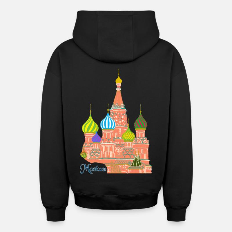 Moscou Cathédrale Basilius - Sweat à capuche unisexe zippé oversize épais SPREAD - noir