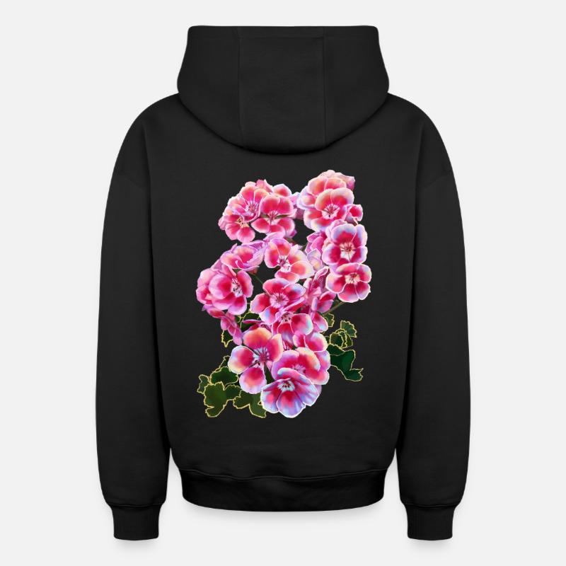 fleur - Sweat à capuche unisexe zippé oversize épais SPREAD - noir