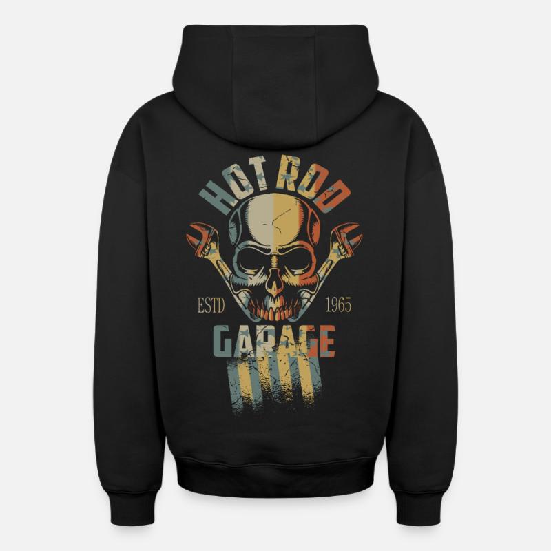 Hot Rod - Sweat à capuche unisexe zippé oversize épais SPREAD - noir