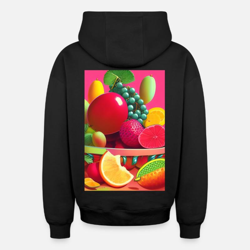 Fruit - Sweat à capuche unisexe zippé oversize épais SPREAD - noir