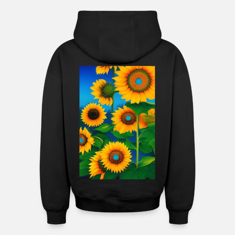 Tournesols - Sweat à capuche unisexe zippé oversize épais SPREAD - noir
