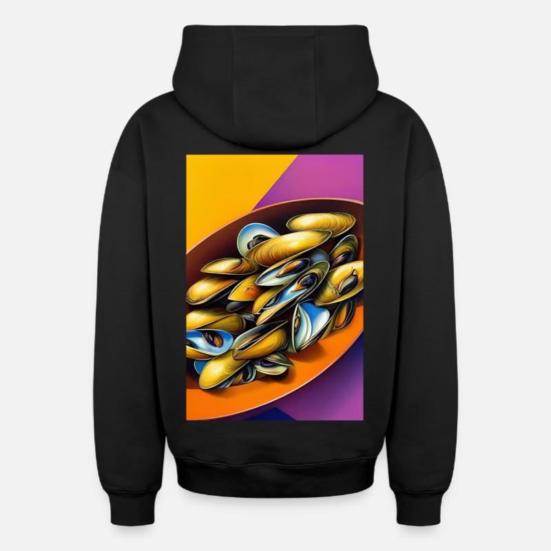 Moules - Sweat à capuche unisexe zippé oversize épais SPREAD - noir