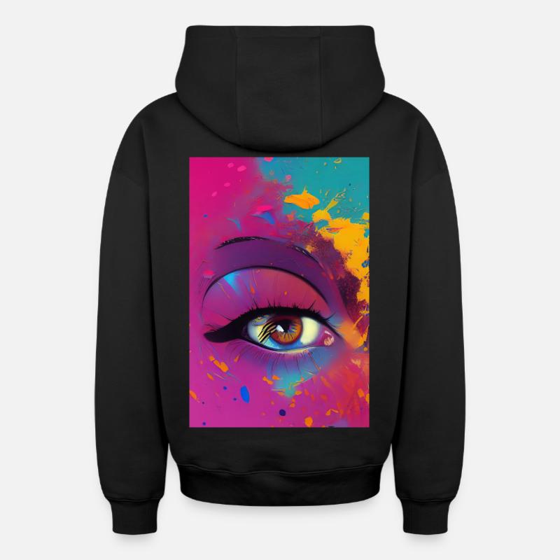 Art abstrait - Sweat à capuche unisexe zippé oversize épais SPREAD - noir