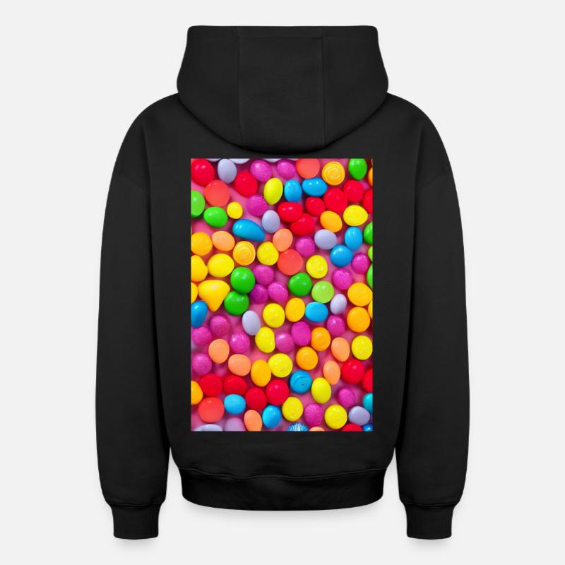 Bonbons - Sweat à capuche unisexe zippé oversize épais SPREAD - noir