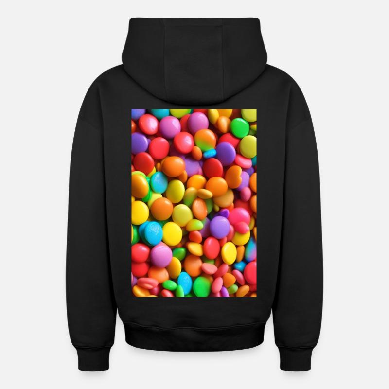 Bonbons - Sweat à capuche unisexe zippé oversize épais SPREAD - noir