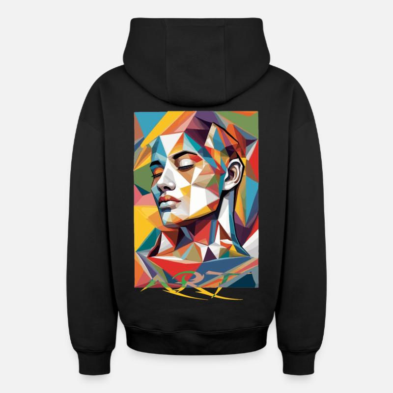 Art du visage moderne - Sweat à capuche unisexe zippé oversize épais SPREAD - noir