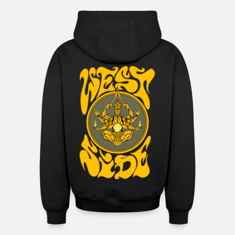 Côté ouest - Sweat à capuche unisexe zippé oversize épais SPREAD - noir