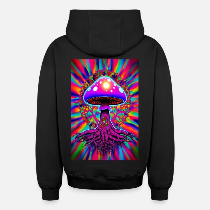 Champignon psychédélique - Sweat à capuche unisexe zippé oversize épais SPREAD - noir