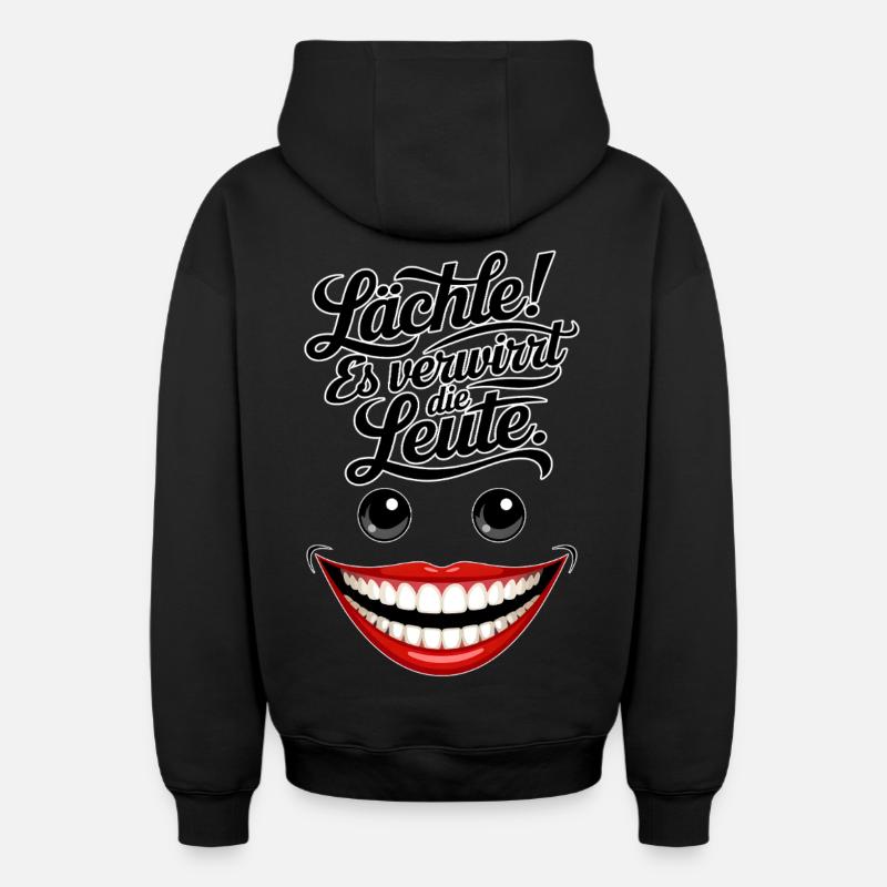 Toujours souriant - Sweat à capuche unisexe zippé oversize épais SPREAD - noir