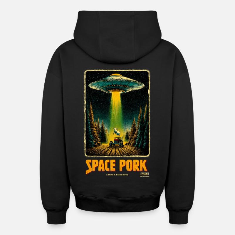 Porc de l’espace - Sweat à capuche unisexe zippé oversize épais SPREAD - noir