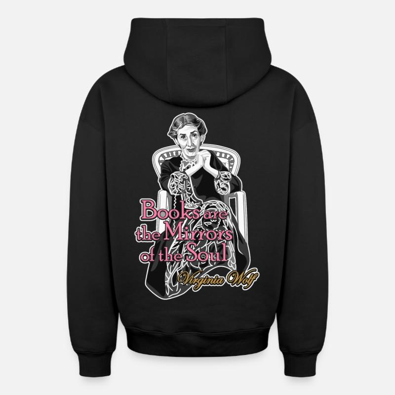 Virginia Woolf LIVRES - Sweat à capuche unisexe zippé oversize épais SPREAD - noir