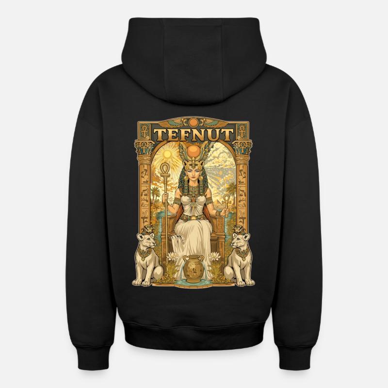 Trône TEFNUT - Sweat à capuche unisexe zippé oversize épais SPREAD - noir