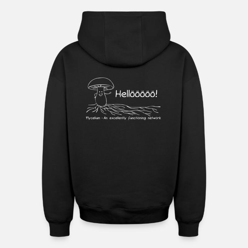 Mycelium - An excellently functioning network - Oversized Heavyweight Unisex Zip Hoodie - Schwarz