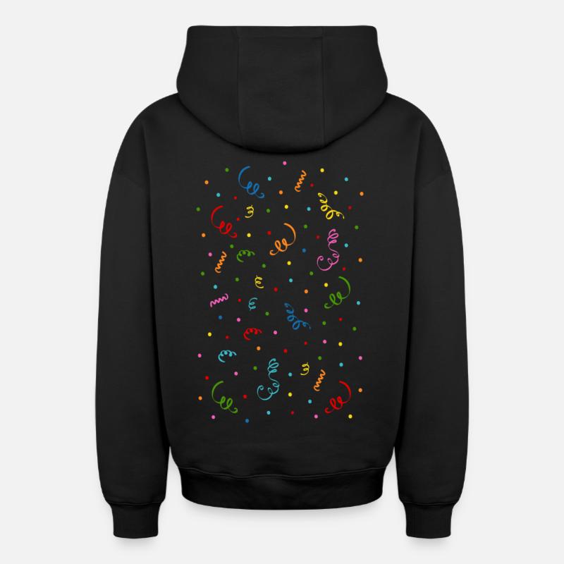 Konfetti Luftschlangen  - Oversized Heavyweight Unisex Zip Hoodie - Schwarz