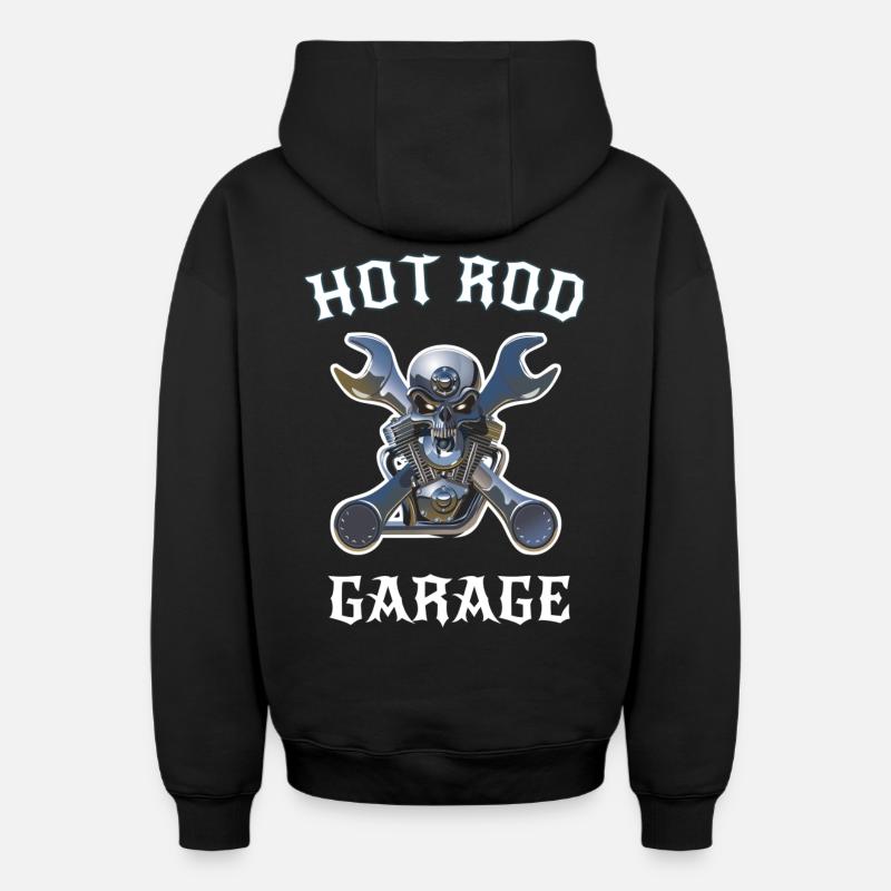 Hot rod - Sweat à capuche unisexe zippé oversize épais SPREAD - noir
