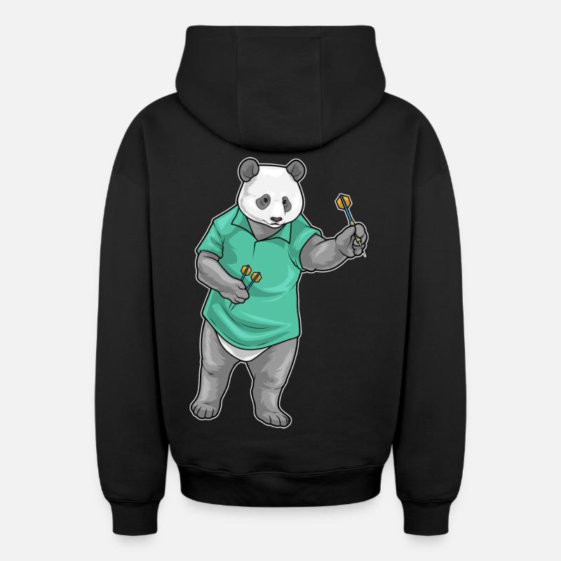 Panda Dart Dartpfeil - Sweat à capuche unisexe zippé oversize épais SPREAD - noir