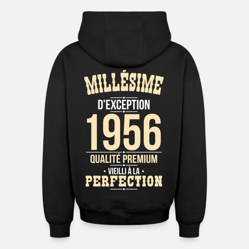1956 – Millésime d’exception – Qualité premium - Sweat à capuche unisexe zippé oversize épais SPREAD - noir