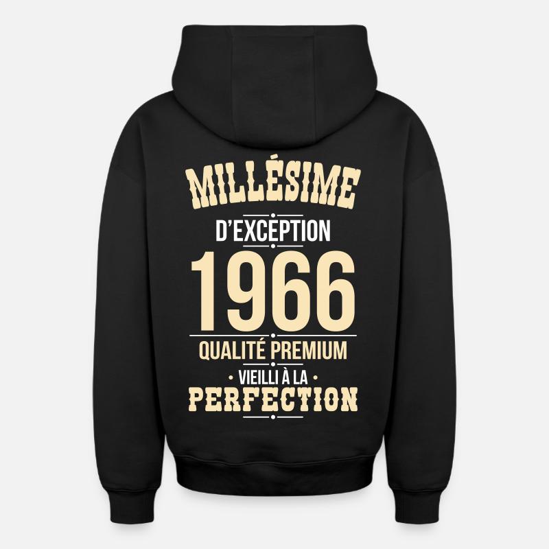 1966 – Millésime d’exception – Qualité premium - Sweat à capuche unisexe zippé oversize épais SPREAD - noir