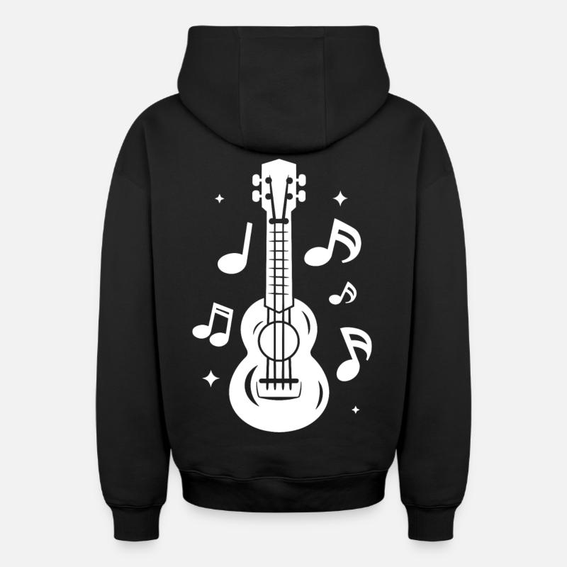 Ukulélé - Sweat à capuche unisexe zippé oversize épais SPREAD - noir