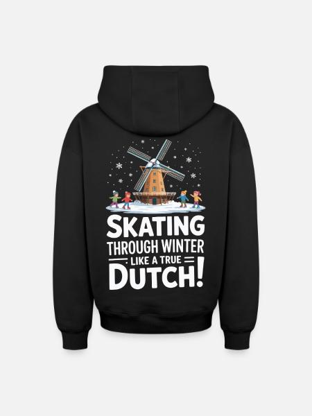 Patiner en hiver comme un vrai Hollandais - Sweat à capuche unisexe zippé oversize épais SPREAD - noir