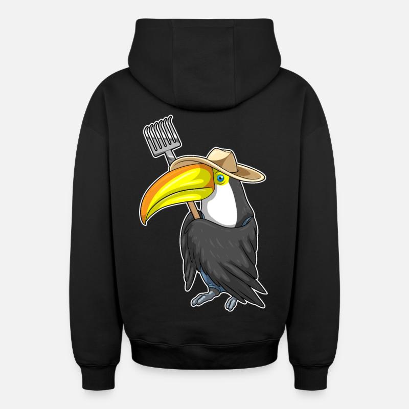 Ferme du Toucan Harke - Sweat à capuche unisexe zippé oversize épais SPREAD - noir