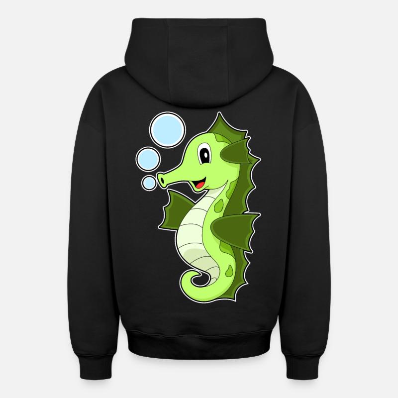 Hippocampe - Sweat à capuche unisexe zippé oversize épais SPREAD - noir