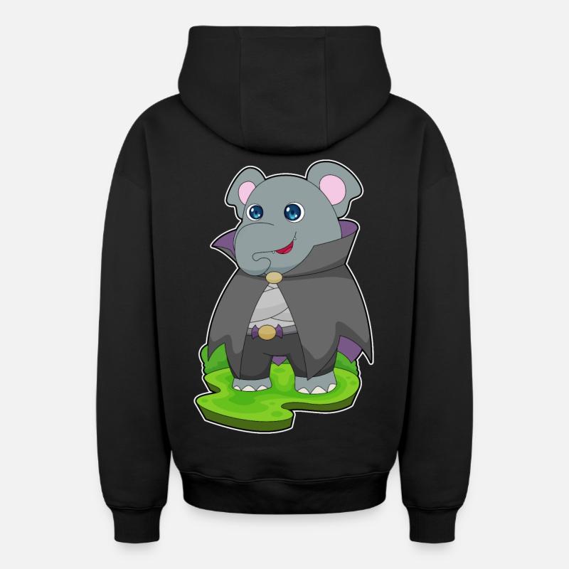 Éléphant Halloween Vampire - Sweat à capuche unisexe zippé oversize épais SPREAD - noir
