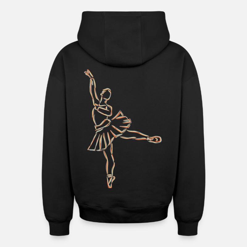 Dessin de fille de ballet - Sweat à capuche unisexe zippé oversize épais SPREAD - noir