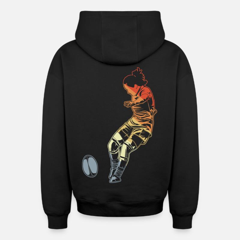Rugby féminin - Sweat à capuche unisexe zippé oversize épais SPREAD - noir