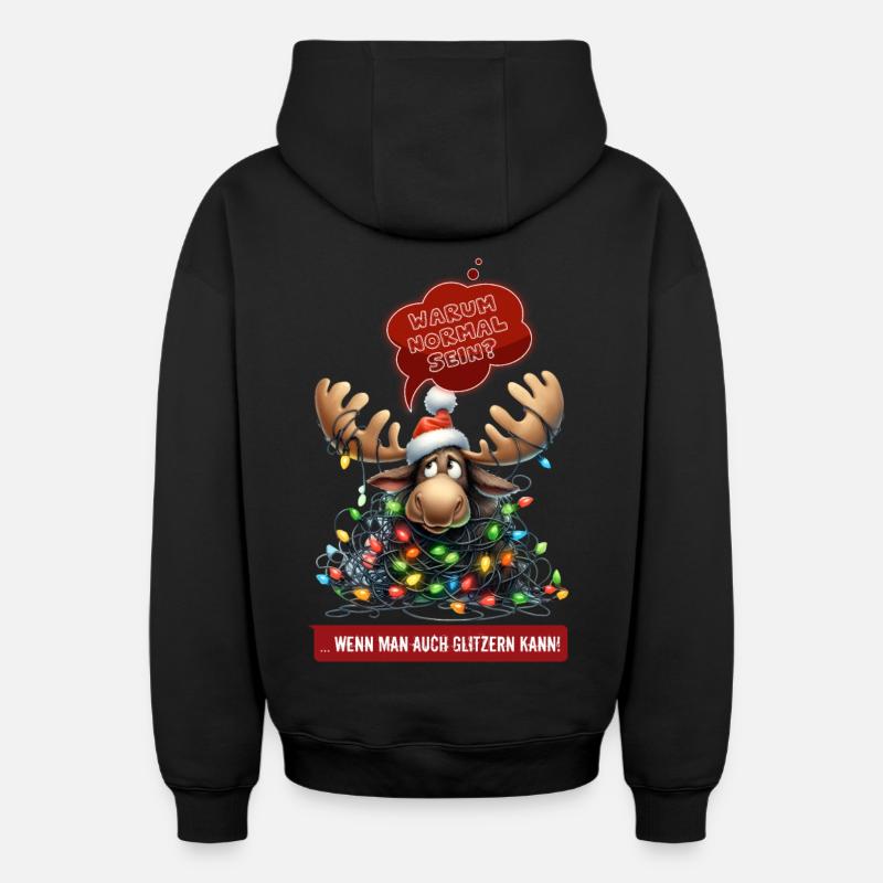 LUSTIGER ELCH | Weihnachtspulli | ugly sweater - Oversized Heavyweight Unisex Zip Hoodie - Schwarz