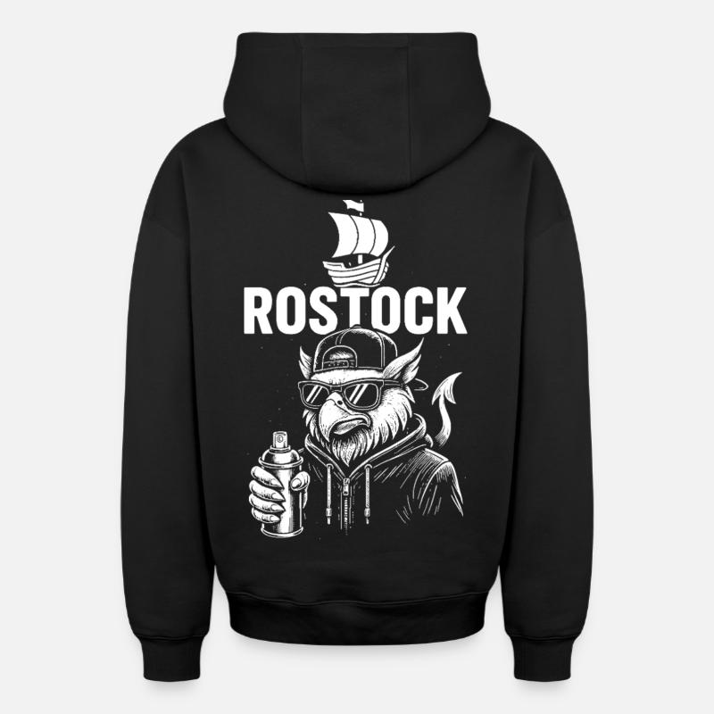 Rostock Streetsoul - Sweat à capuche unisexe zippé oversize épais SPREAD - noir