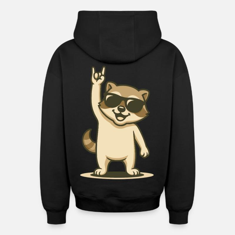 Bébé Rock’n’Raccoon - Sweat à capuche unisexe zippé oversize épais SPREAD - noir