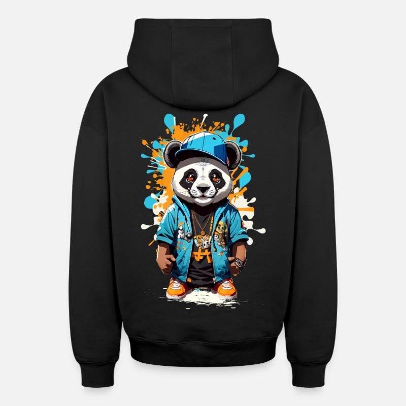 Panda Ours - Sweat à capuche unisexe zippé oversize épais SPREAD - noir