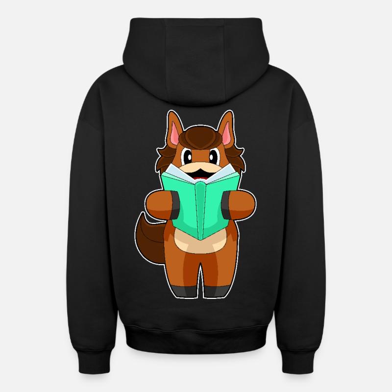 Pferd Buch - Oversized Heavyweight Unisex Zip Hoodie - Schwarz