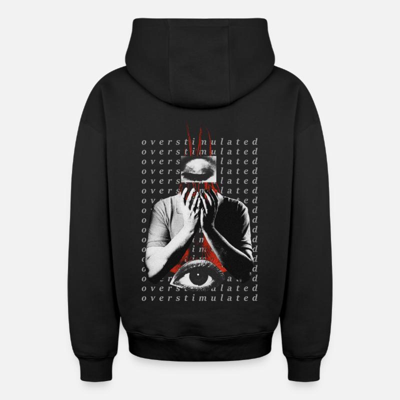 Surstimulé - Sweat à capuche unisexe zippé oversize épais SPREAD - noir