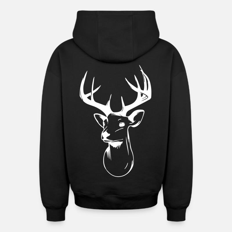 Hirschkopf - Sweat à capuche unisexe zippé oversize épais SPREAD - noir
