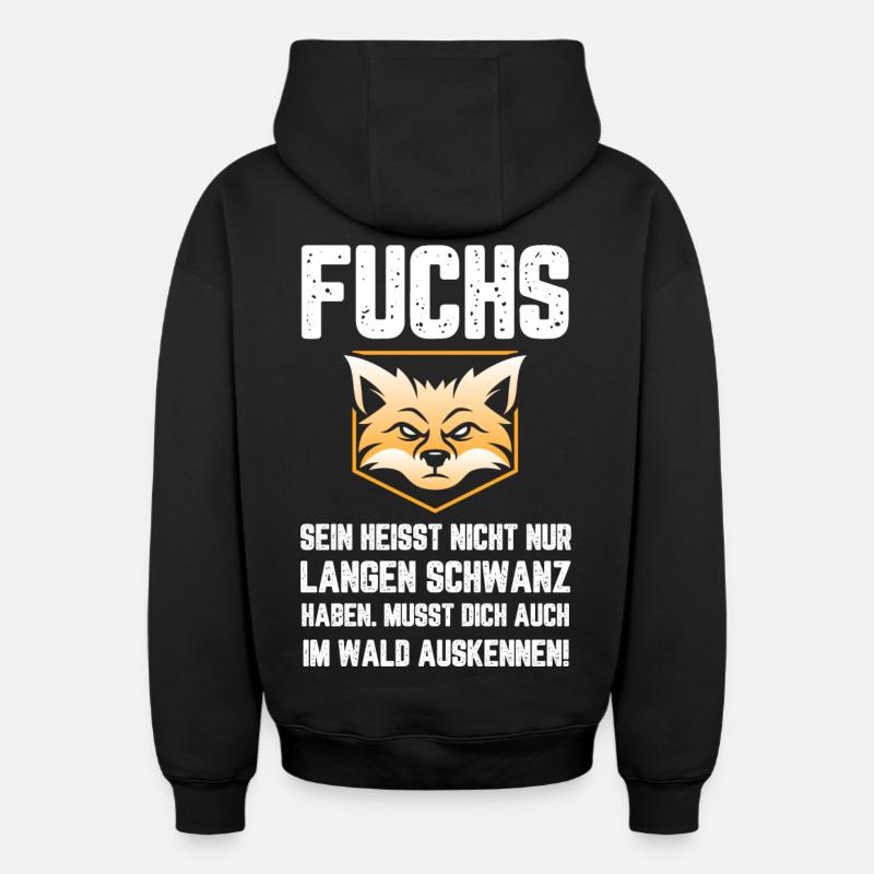 Fuchs Lustiger witziges Spruch - Oversized Heavyweight Unisex Zip Hoodie - Schwarz