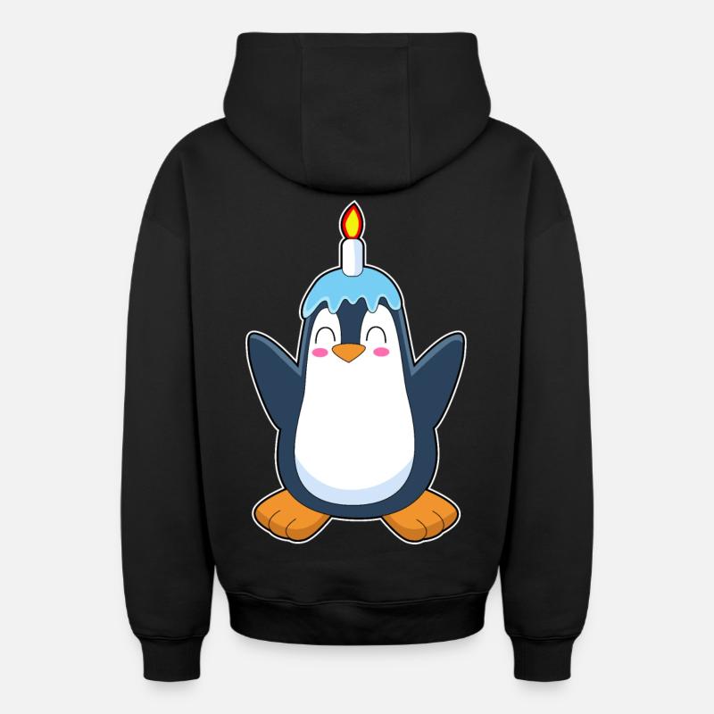 Bougie d’anniversaire Pingouin - Sweat à capuche unisexe zippé oversize épais SPREAD - noir