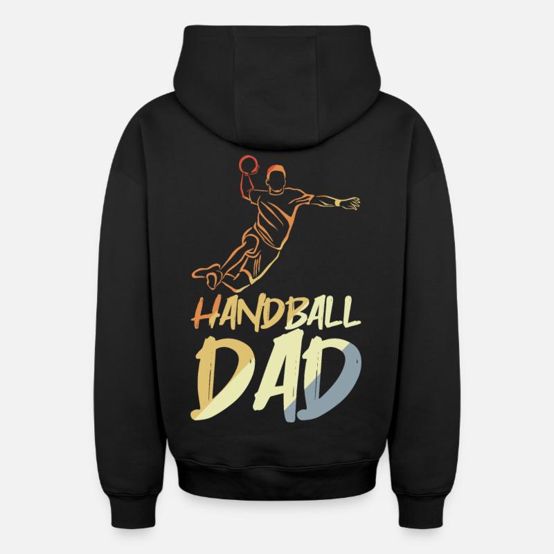 Papa handballeur - Sweat à capuche unisexe zippé oversize épais SPREAD - noir