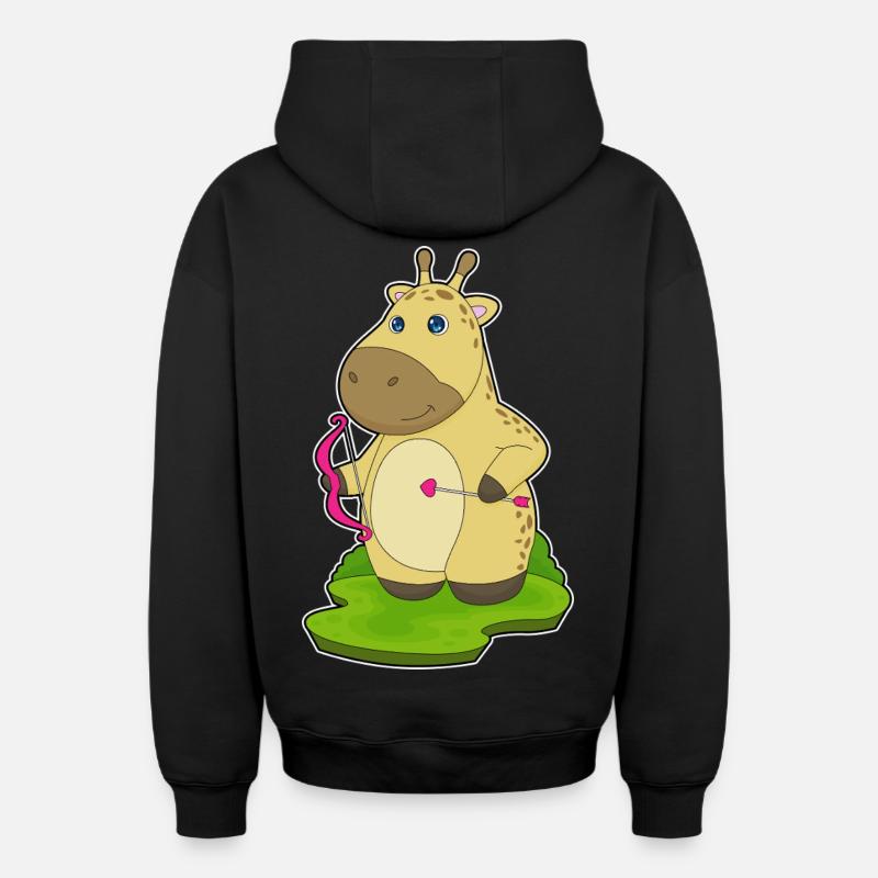 Arc d’archer girafe - Sweat à capuche unisexe zippé oversize épais SPREAD - noir