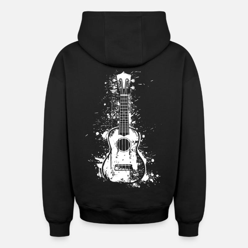 Ukulélé Graffiti - Sweat à capuche unisexe zippé oversize épais SPREAD - noir