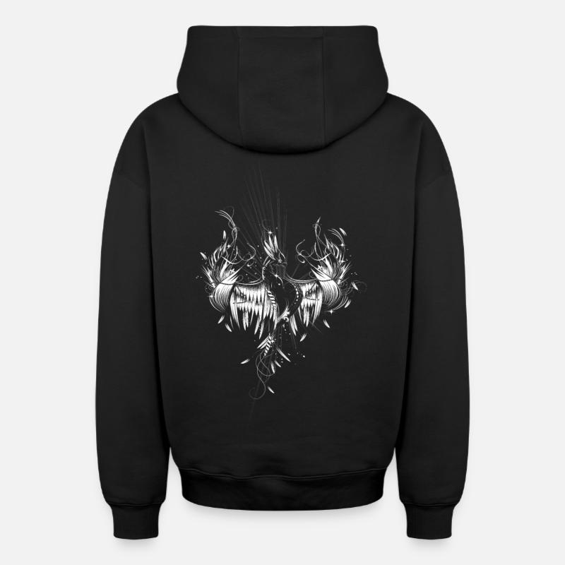 Phoenix des cendres - Sweat à capuche unisexe zippé oversize épais SPREAD - noir