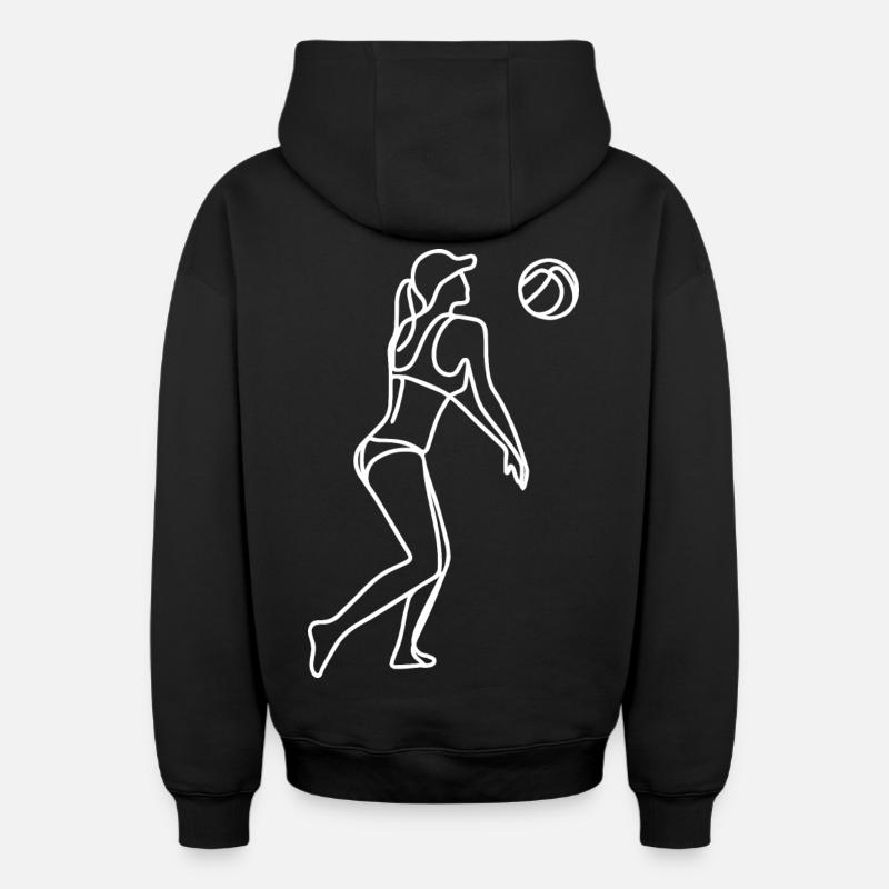 Dessin d’un joueur de beach-volley - Sweat à capuche unisexe zippé oversize épais SPREAD - noir