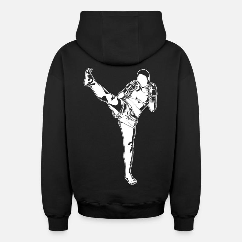 Kickboxeur - Sweat à capuche unisexe zippé oversize épais SPREAD - noir