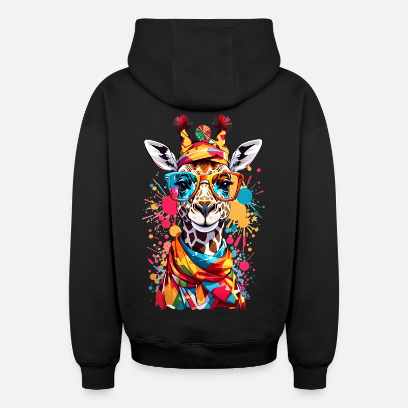 Girafe cool - Sweat à capuche unisexe zippé oversize épais SPREAD - noir