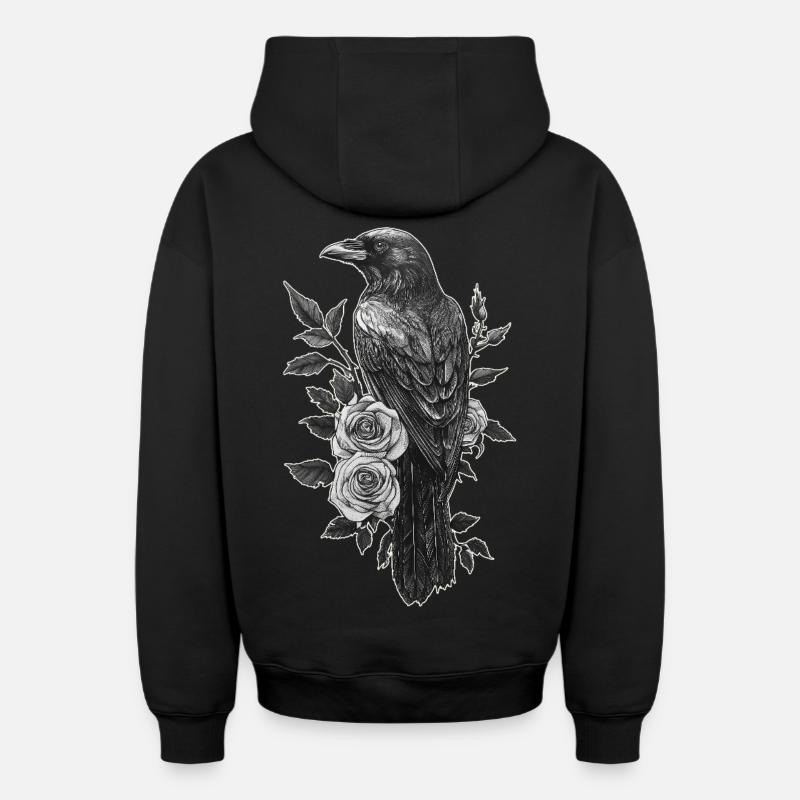 Raven - Oversized Heavyweight Unisex Zip Hoodie - black